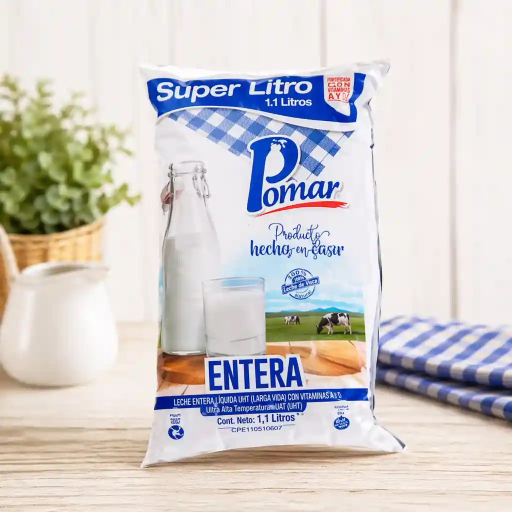 Leche Pomar entera 1.1L