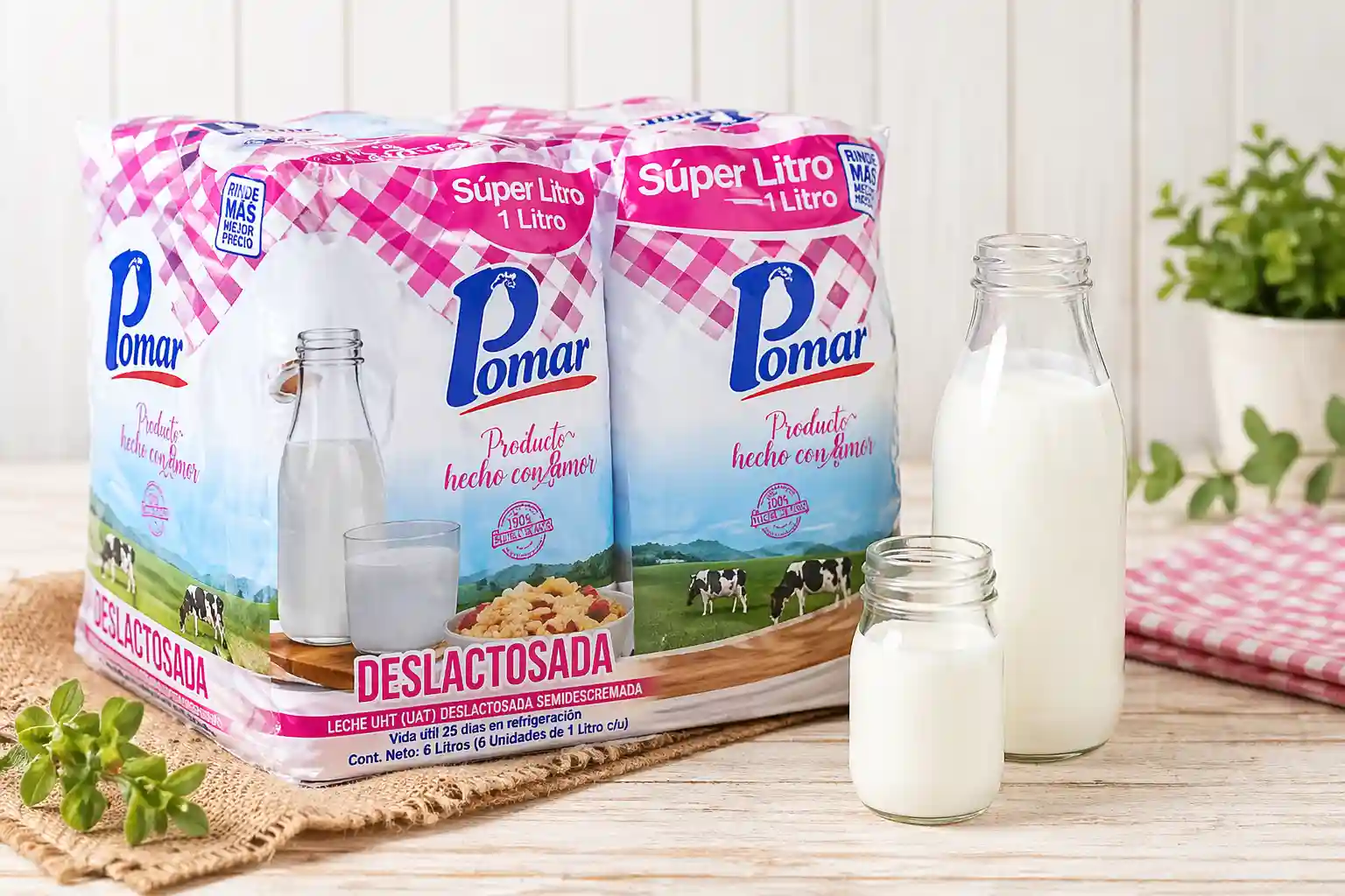 Leche Pomar deslact. six pack